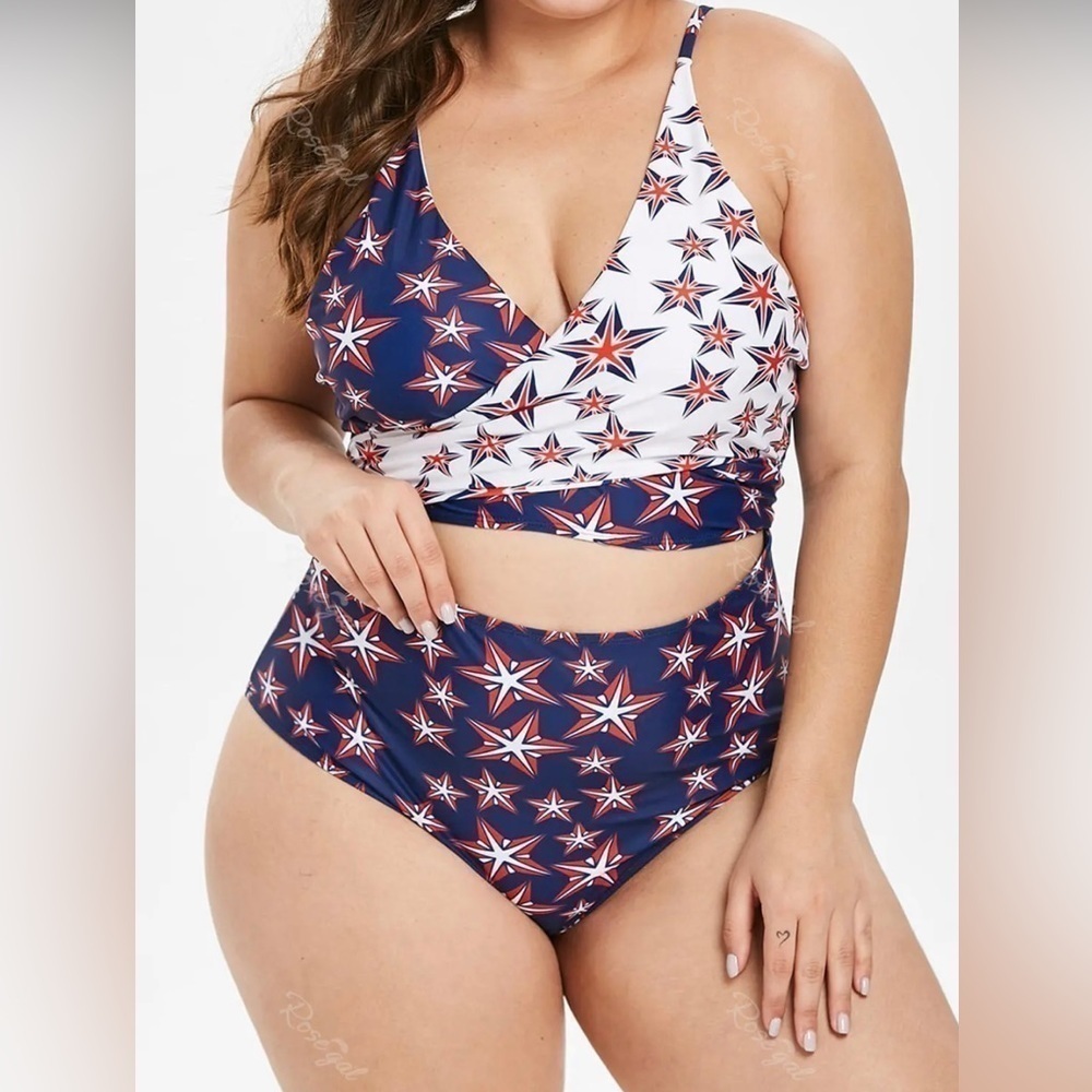 Rosegal plus size cut out star print swimwear size 4XL